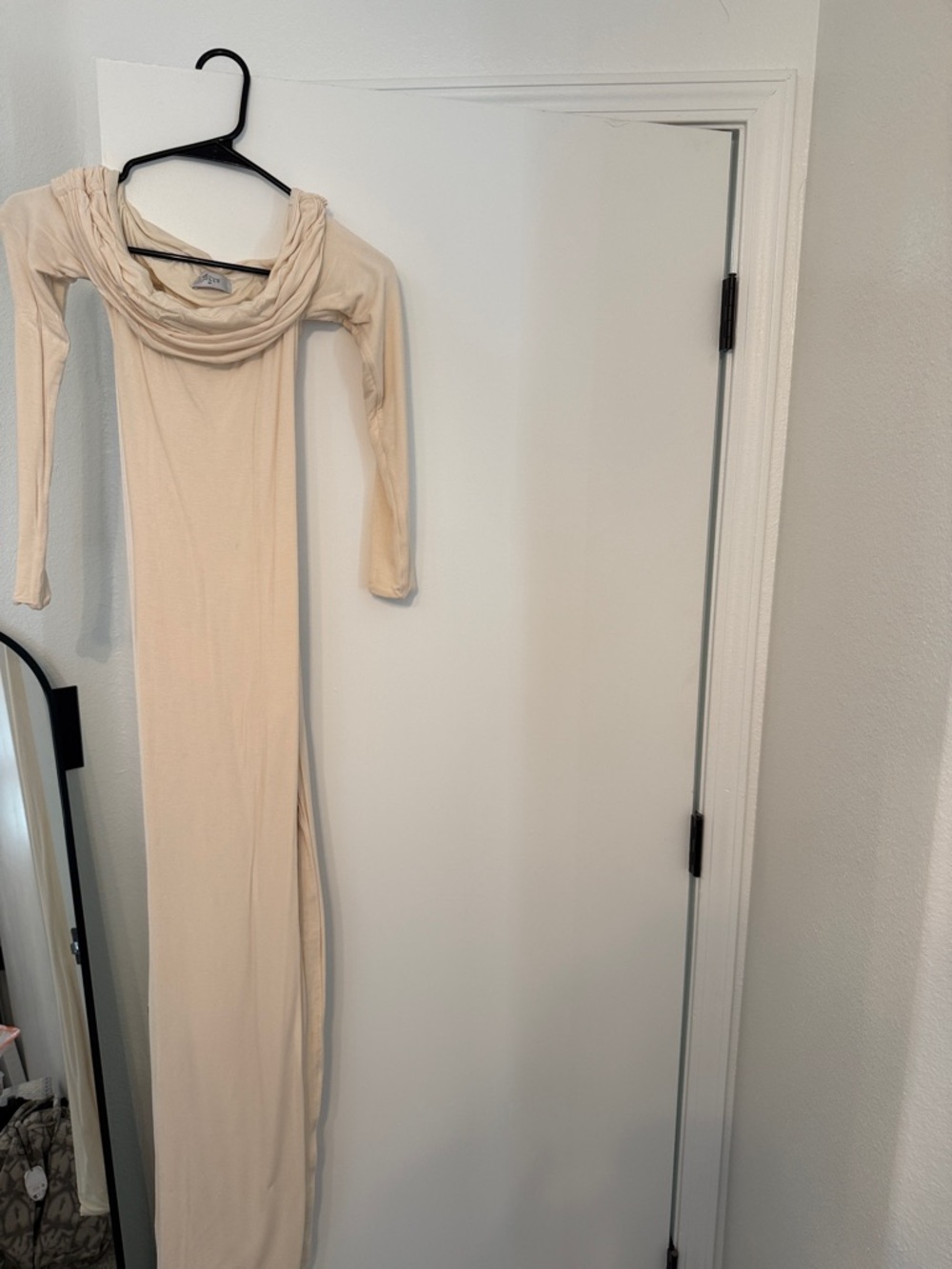Oh Polly Cream Long Sleeve Cowl Neck Maxi Dress
